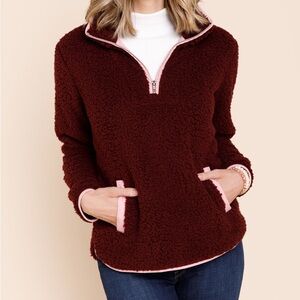 Maroon Fur Quarter Zip Jacket